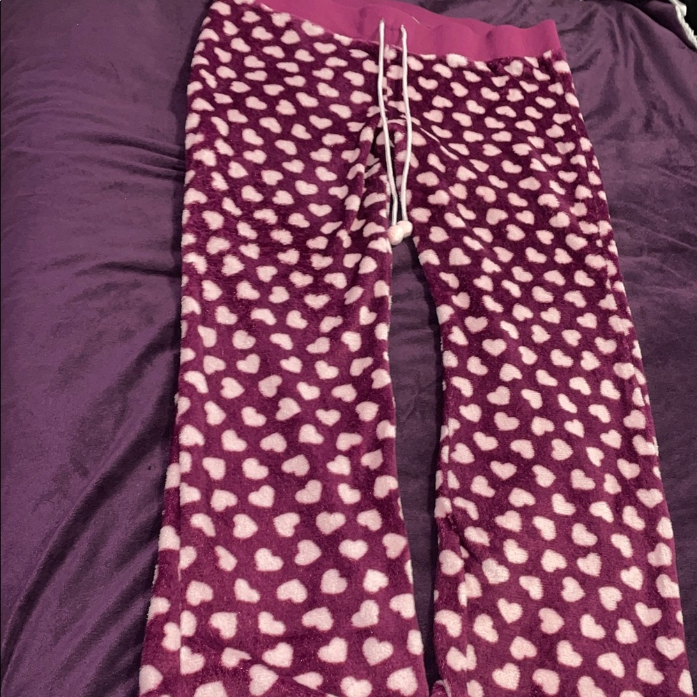 Joe Boxer Plum Pajama Pants with Light Pink Hearts